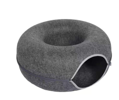Lit Tunnel Donut pour Chat – Feutre Naturel