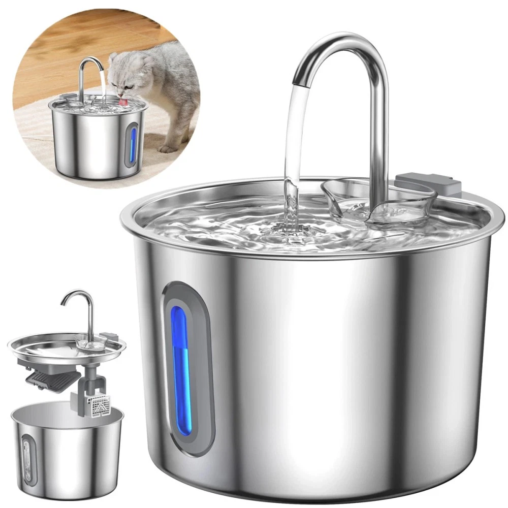 Fontaine à eau pour chat et chien – Inox 2,2L