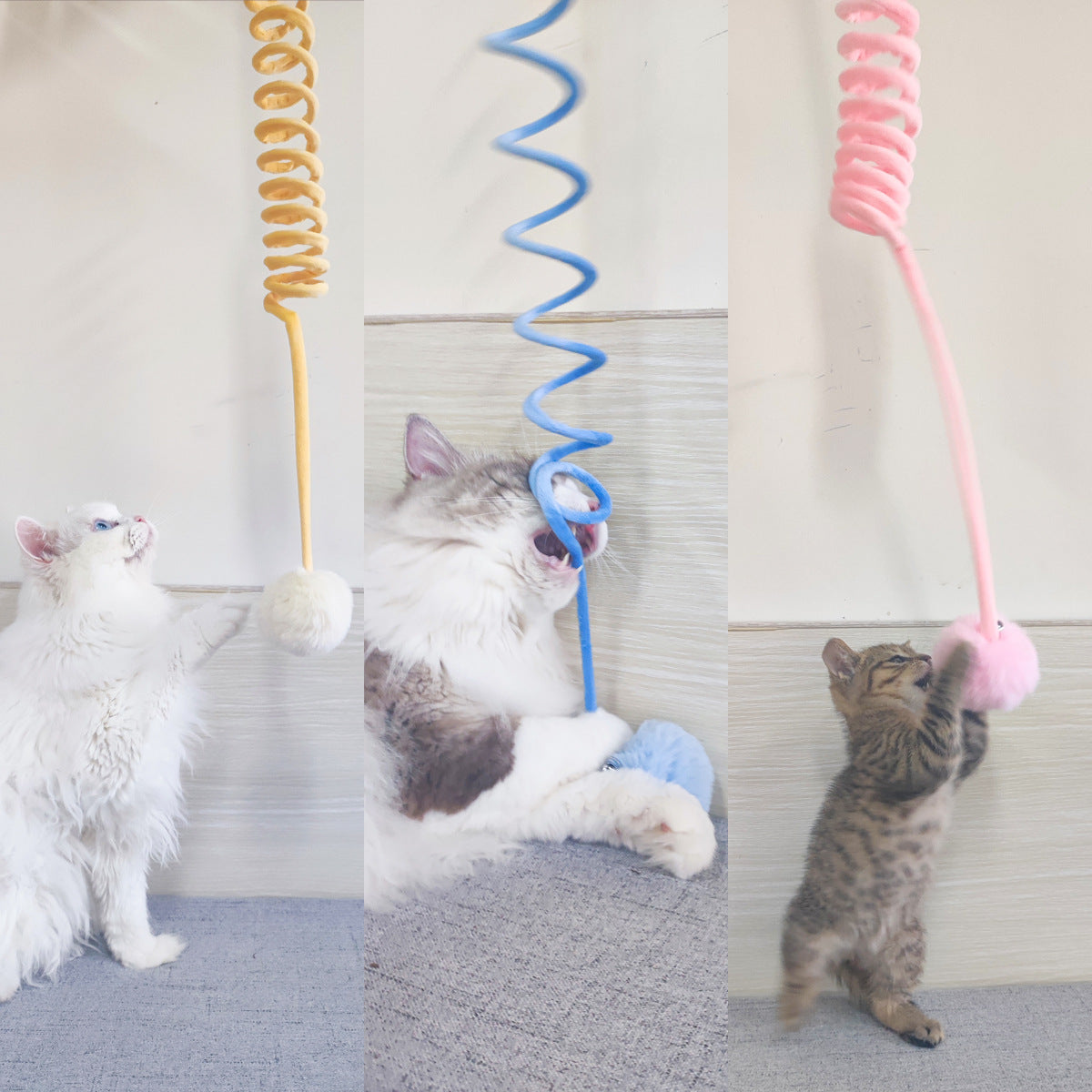 Jouet interactif pour chat – Balle à ressort lapin