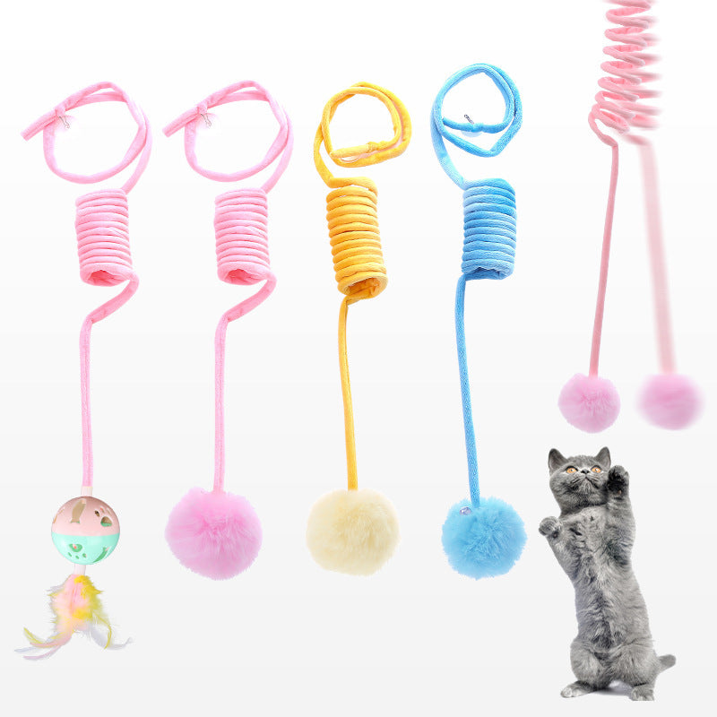 Jouet interactif pour chat – Balle à ressort lapin