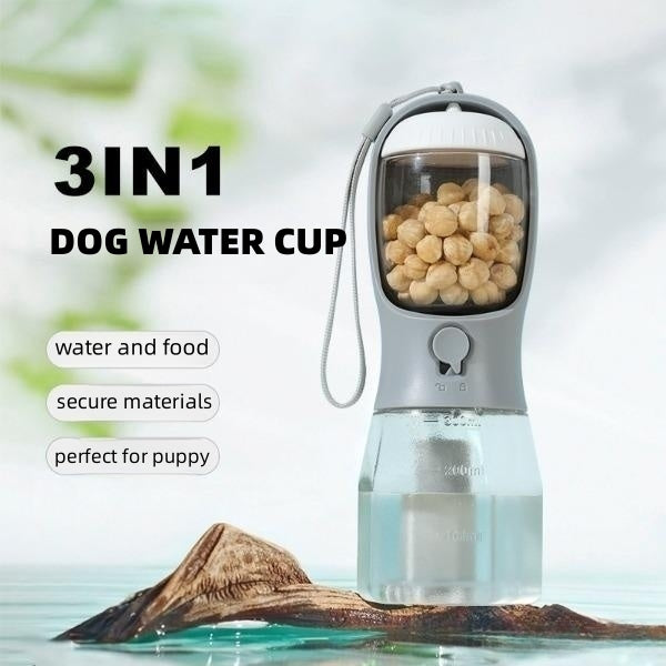 Gourde 3-en-1 Portable pour Animal – Eau, Nourriture & Sacs