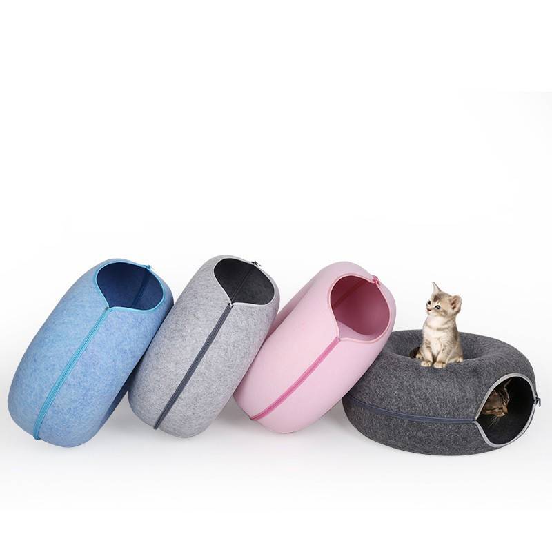 Lit Tunnel Donut pour Chat – Feutre Naturel