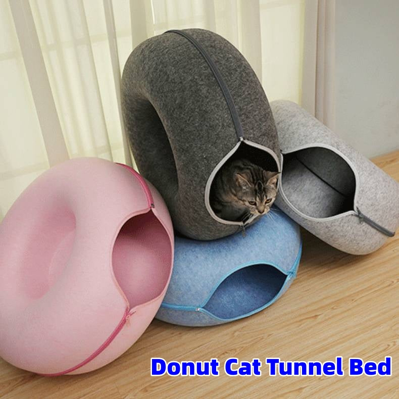 Lit Tunnel Donut pour Chat – Feutre Naturel