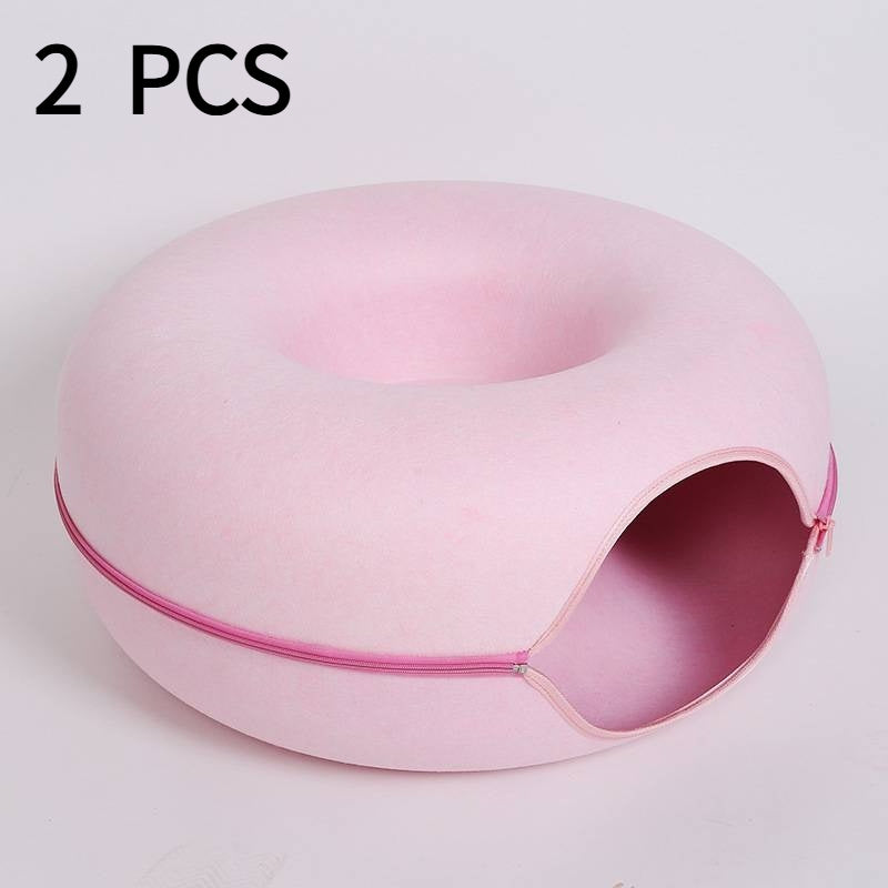 Lit Tunnel Donut pour Chat – Feutre Naturel