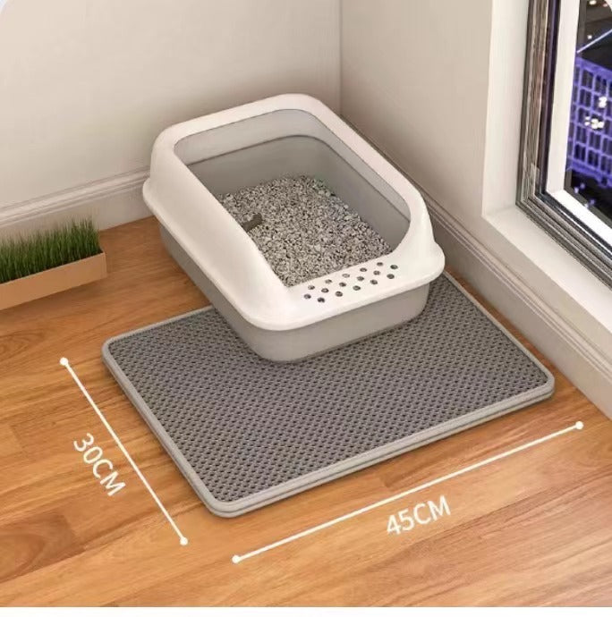Tapis de Litière pour Chat – Double Couche Anti-Débordement